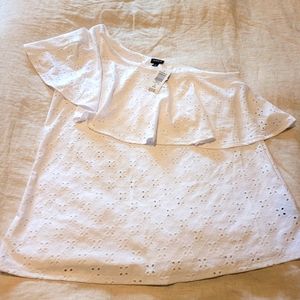 One shoulder vintage style lace blouse